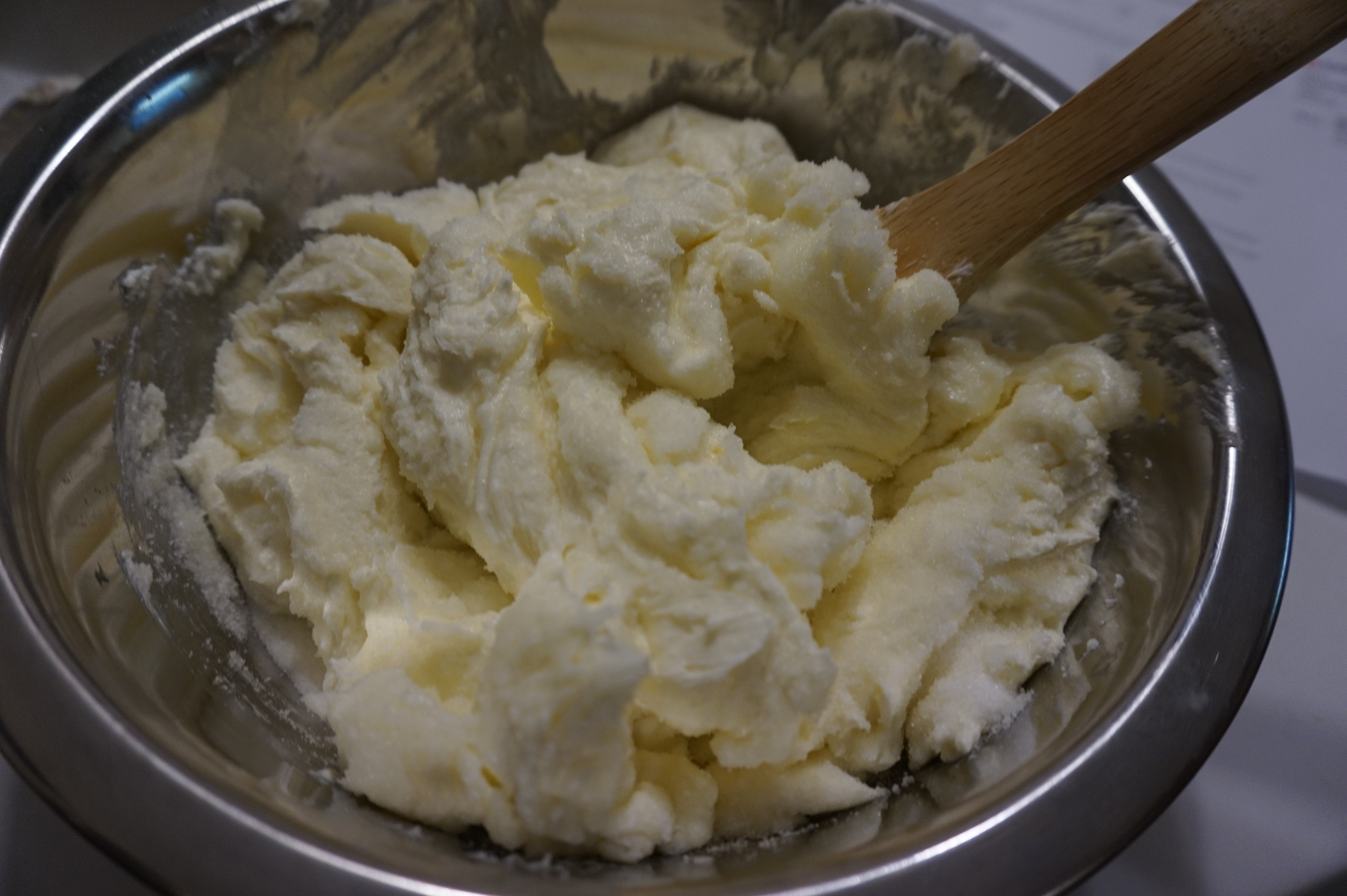Mixing the cream cheese and sugar 